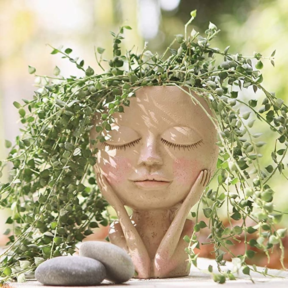 Face Flower Pot Head Planter